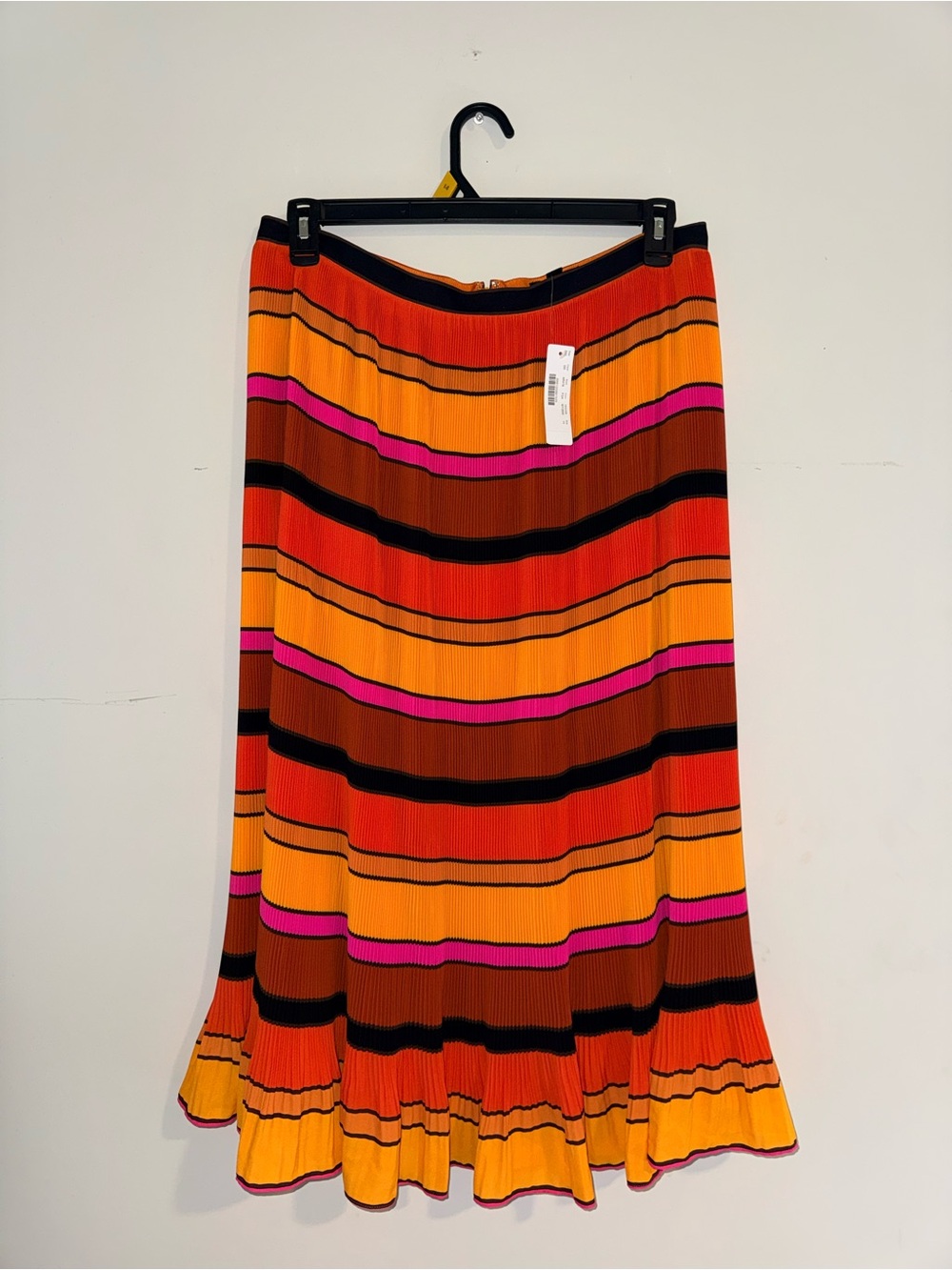 J. Crew Striped Midi Skirt - Orange, Pink & Black
